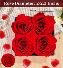 Gifts for Mom Birthday Women Preserved Rose Forever 4 Roses, Red