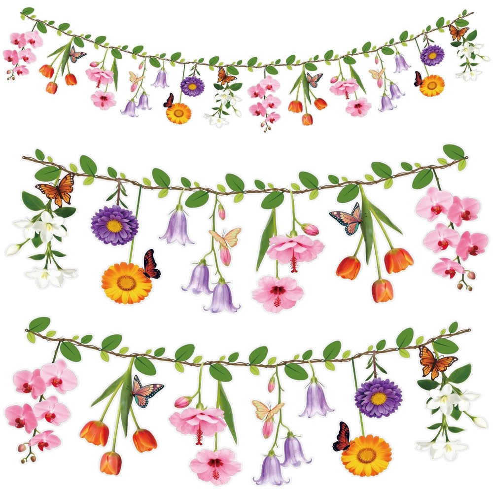 Ghegicu 2PCS Flower Banner Reusable Wildflower Garland Floral for Spring Pink