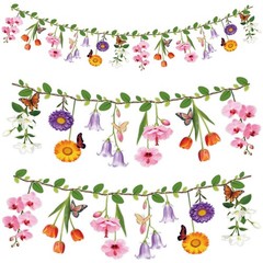 Ghegicu 2PCS Flower Banner Reusable Wildflower Garland Floral for Spring Pink