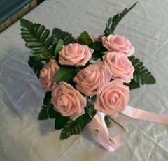 10 stem rose and greenery bridal bouquet…you choose color