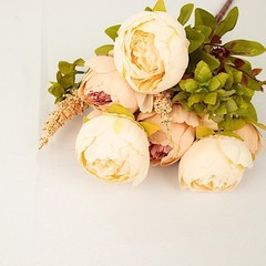 CREAM BLUSH ROSE GOLD 2 Bouquets 19″ Silk Peony FLOWERS Artificial Floral