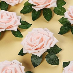 24 BLUSH 5″ FOAM ROSE Flowers Stems Party Wedding Events Decorations Supplies