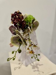 Artificial real touch hydrangea wedding bouquet with orchid, lily, anthurium