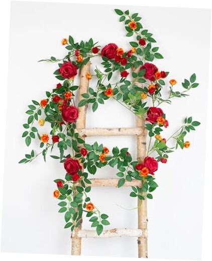 6FT Bendable Flower Garland, Artificial Rose Vine Hanging Floral 1pcs Red
