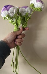 Crochet Flowers – Lot Of 6 Flowers Long Stemmed- Hobby Lobby New