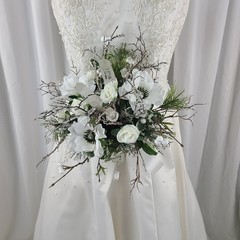 Winter Crystal Faux Silk Wedding Bouquet
