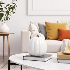 Pearhead Pumpkin Fall Decor – Ceramic White One Size,