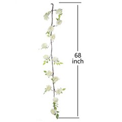 CREAM 6 ft long Silk Peony Flowers Garland with Leaves Bendable Wire Vines Sale