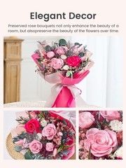 Polylove Flowers for Delivery Prime Forever Bouquet Medium, Hot Pink