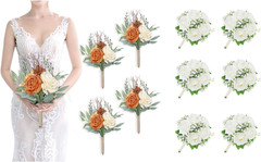 Burnt Orange & Ivory Bridesmaid Bouquet Set for Weddings & Showers 2024