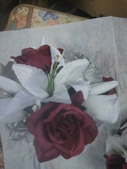 3 Pc Wedding lilies and roses Burgundy Silver and wt or any color Rush Available
