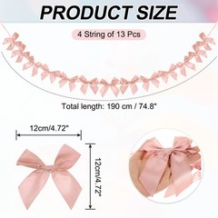 13Pcs 4 String Korean Pink Bow Garland Banner Decoration Party Bow