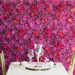 13 sq ft Purple and Violet Assorted Silk Flowers Wall Backdrop Panels Wedding