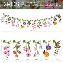 Ghegicu 2PCS Flower Banner Reusable Wildflower Garland Floral for Spring Pink