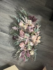 Faux Flower Arrangements: Mauve, blush, pink boho wedding corner swag & straight