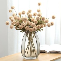 10pcs Faux Kiku Flowers, 5 Heads Each Stem & 4 Branches Eucalyptus Stems, Beige