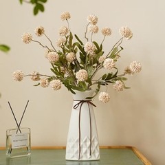 10pcs Faux Kiku Flowers, 5 Heads Each Stem & 4 Branches Eucalyptus Stems, Beige