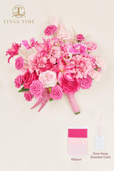 Hot Pink 17″ Artificial Bridal Bouquet – Realistic Silk Flowers for Weddings & D