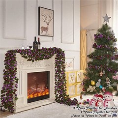 8 Pcs x 8.2 ft Flower Garland Artificial Rose 8 Vines 66FT Spring-purple-8pcs