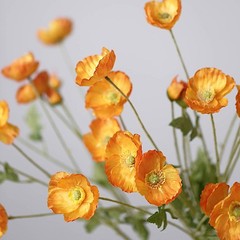 ORANGE 2 Bushes 33″ Stem Silk Artificial Poppy FLOWER SPRAYS Party Decorations