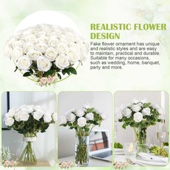 60 Pcs Artificial Roses Bulk Velvet Silk White Roses White Roses for Wedding …