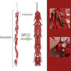Artificial Pepper String, 5 Pack Simulation Red Chili, 5pcs