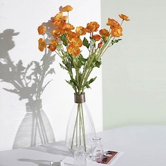 ORANGE 2 Bushes 33″ Stem Silk Artificial Poppy FLOWER SPRAYS Party Decorations