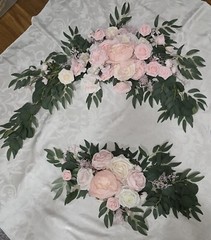 2 pcsWedding Arch Flowers Pink White Artificial Rose 3.9ft x 1.3ft&2.2ft x1.08ft