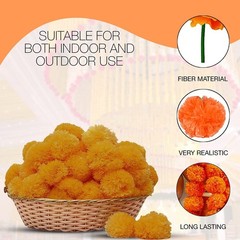 Krati Exports 5 PC – 5 feet Marigold Garland 5, Golden Yellow (Light Orange)