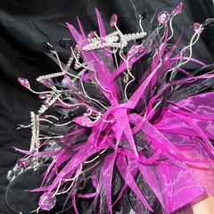 Quinceañera Bouquet Purple / Black/ Rhine Stone Hair Accessory Ramo Quinceañera