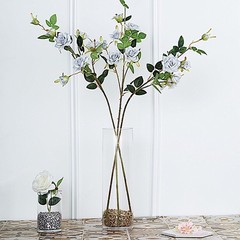 2 SILVER 38″ SINGLE STEM SILK ROSES Bouquets Wedding Centerpieces Decorations