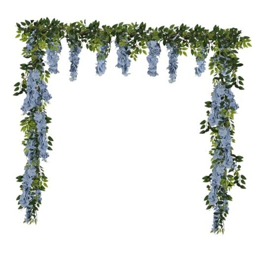 Wisteria Artificial Flowers Garland 2PCS 5.91FT/Peice Fake Wisteria Dusty Blue