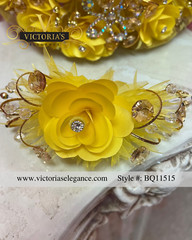 Wedding Quinceanera Bouquet with Rhinestones & Crystals Yellow/Gold