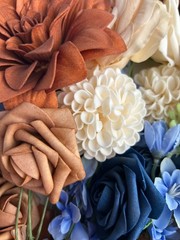 Ling’s Moment Burnt Orange Navy Artificial Flowers Greenery Combo Deluxe Set