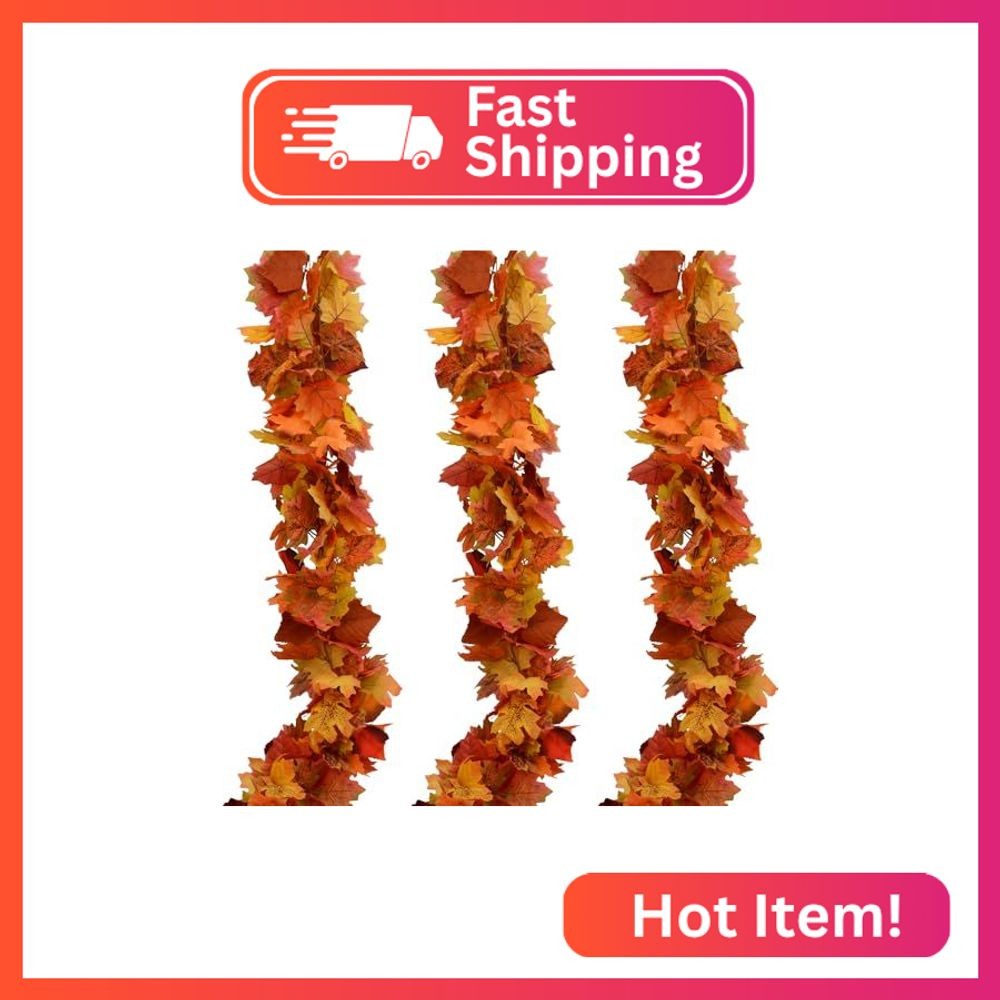 Onetoy Fall Garland Maple Leaf Garland, 6 Ft/Piece, 3 Piece, Artificial Maple Le
