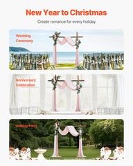 Artificial Wedding Arch Flowers Kit Pink With 2 Pcs Flowers 2 Pcs Drapes