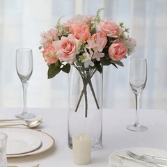 BLUSH 2 Bouquets 12″ SILK FLOWERS Assorted Artificial Floral Bushes Party Events