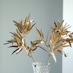 Gold 2 Metallic 33″ Artificial Bamboo Leaves Branches Faux Foliage Stems Events