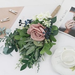 8 Inch Bridesmaid Bouquets Set of 6 – Artificial Flowers 6pcs Dusty Pink