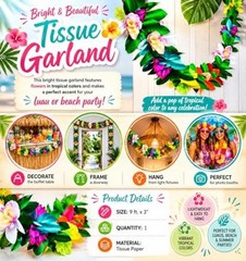Colorful Paper Flower Garland – Elevate Your Luau with 9 Feet of Paper