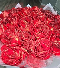 Handmade Satin Ribbon Flower Bouquet – Artistic Custom Creation Red