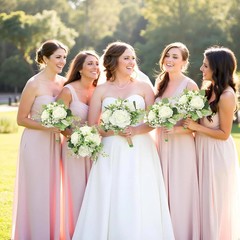 Bridesmaids Bouquets Set of 6 Ivory White Artificial Flowers 7 Inch Bridesmaid B