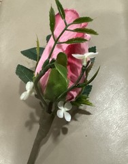 Silk Boutonnière Made With A Single Rose In Shades of Pink. Prom Or Formal