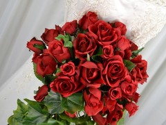 Roses Are Red Waterfall Faux Silk Wedding Bouquet