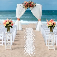 Silk Rose Petals 1000pcs, Fake Flower Decor, Anniversary Backdrop, White