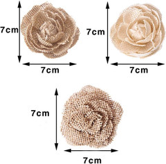 Natural Burlap Flowers Assorted Handmade Burlap Rose for Wedding Decoration and