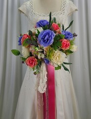 Bright Victorian Garden Boho Faux Silk Wedding Bouquet
