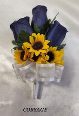 Navy Blue White Rose Sunflower Bridal Wedding Bouquet Accessories