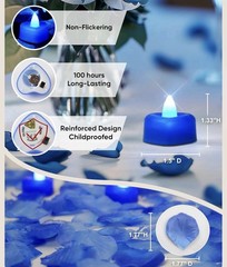 4000 Pc Blue Artificial Rose Petal Heart LED Flameless Candle Romantic Valentine