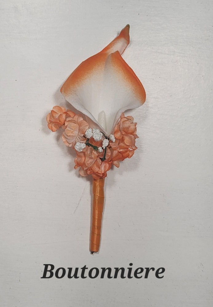 Orange White Rose Tiger Lily Bridal Wedding Bouquet Accessories